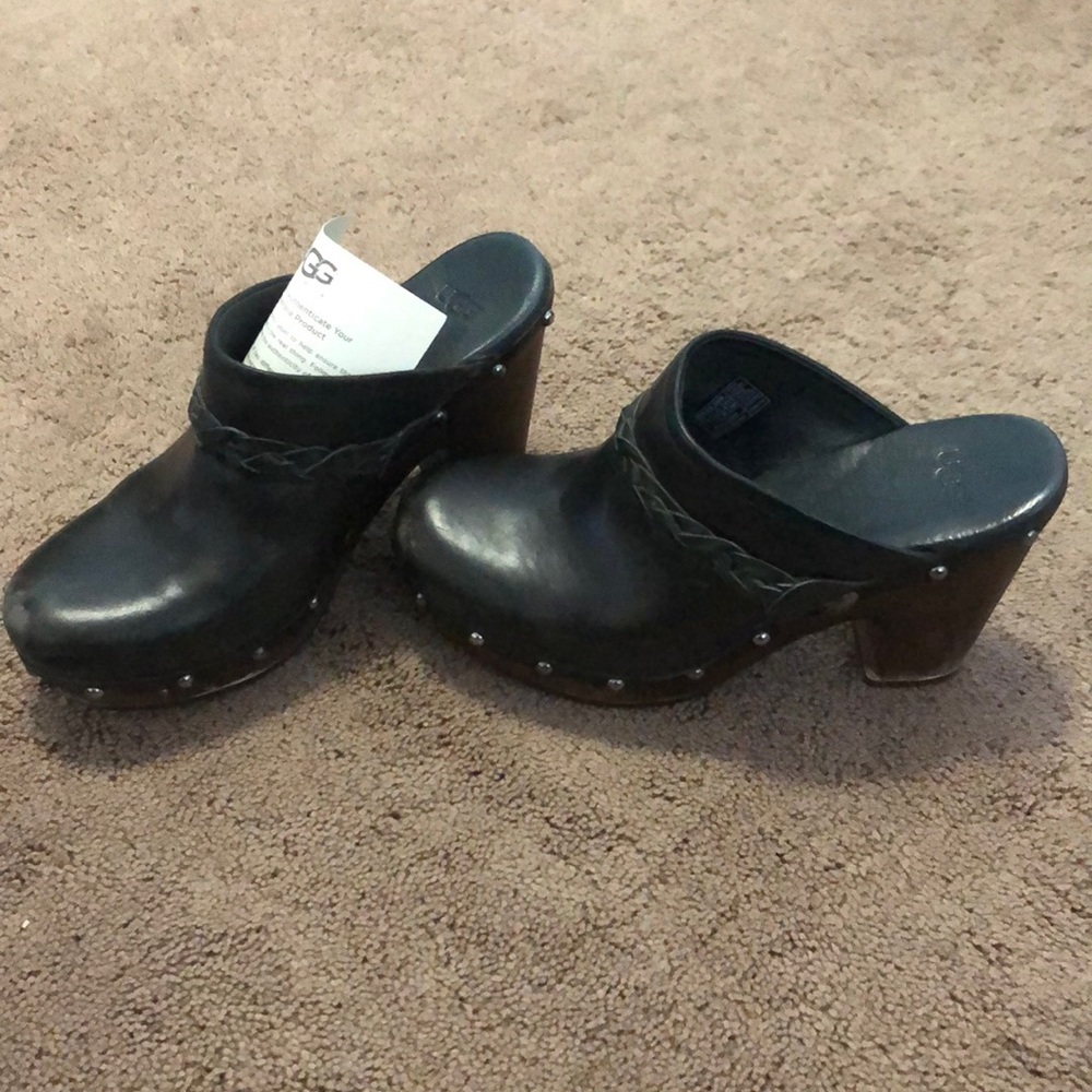 Ugg black studded leather clogs